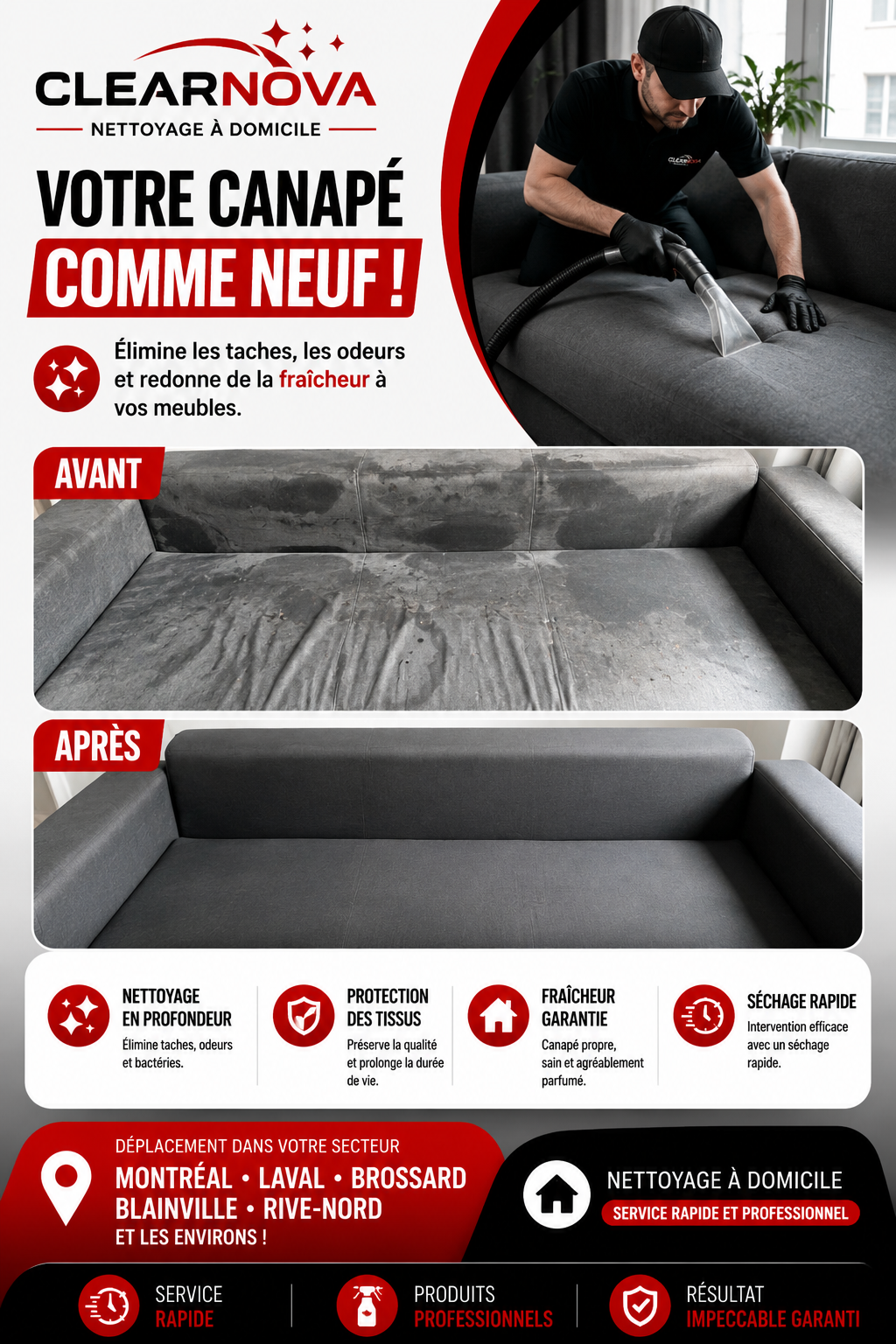 Nettoyage Professionnel de Canapés & Sofas