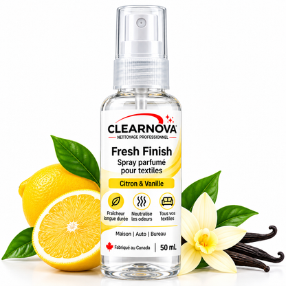 ClearNova Fresh Finish – Spray parfumé pour textiles – Citron & Vanille